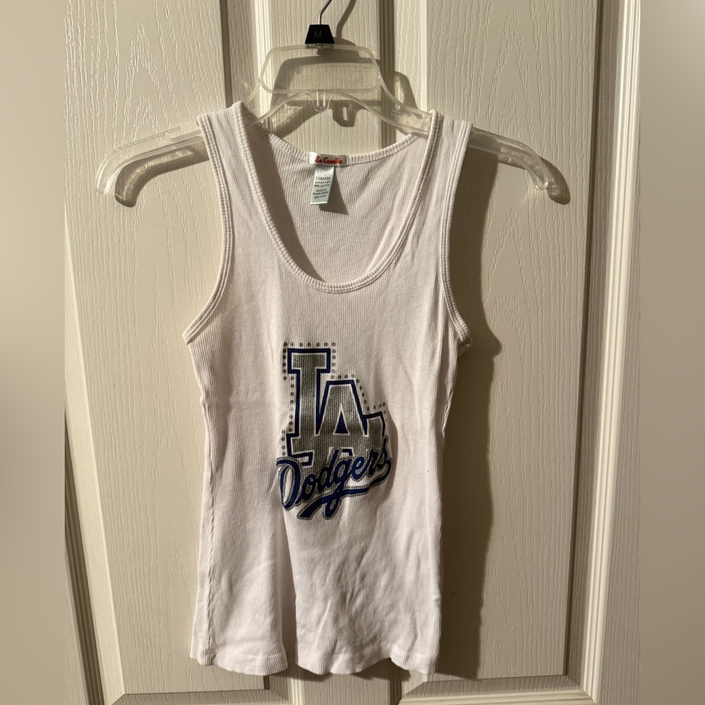 Los Angeles Dodgers White Tank Top with Blue Logo